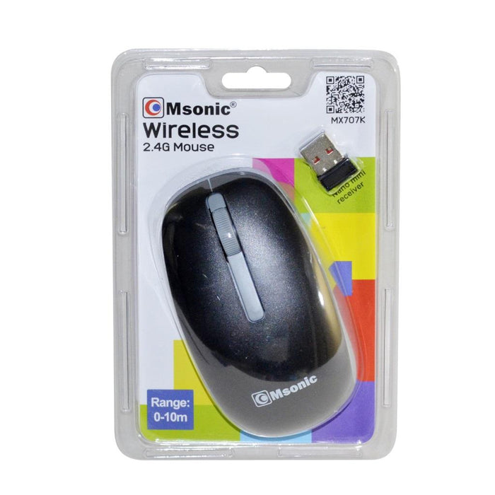 Bevielė optinė pelė Msonic MX707K 3D, 1000DPI, 2.4GHz, juodas ir pilka