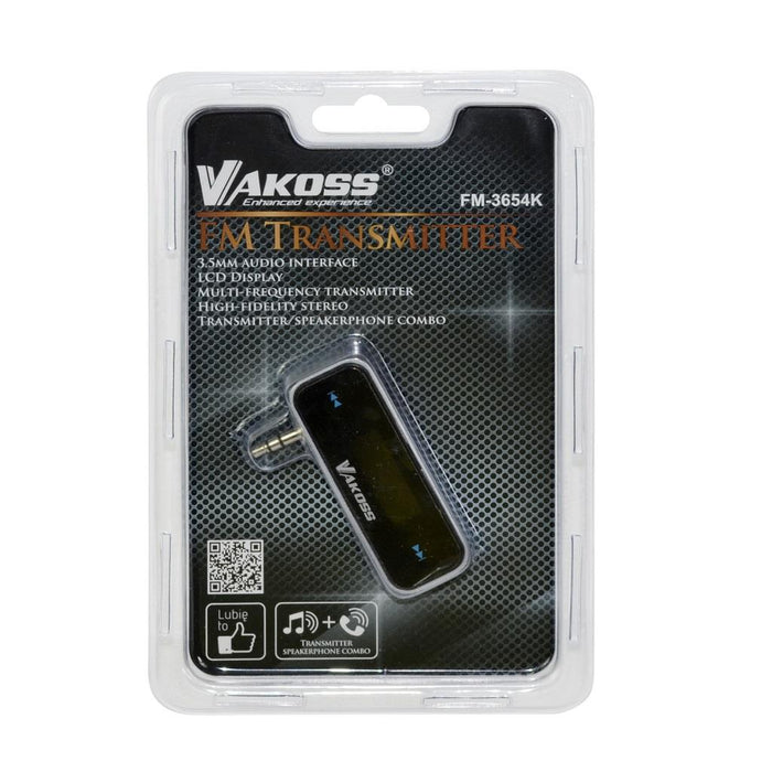 Vakoss FM siųstuvas smartfonui / planšetiniam kompiuteriui, LCD, FM-3654K, juoda