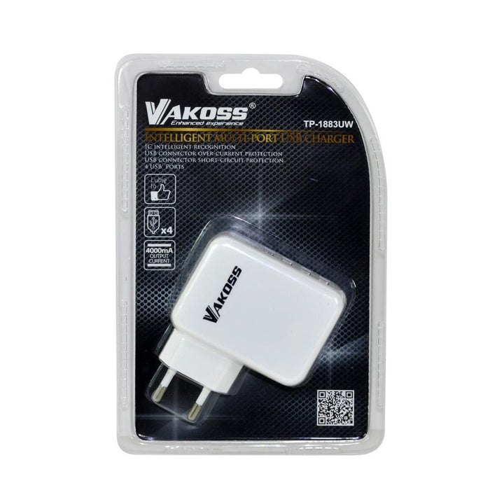 VAKOSS Multi-port USB įkroviklis  4xUSB, 4A, AC 100~240V TP-1883UW baltos