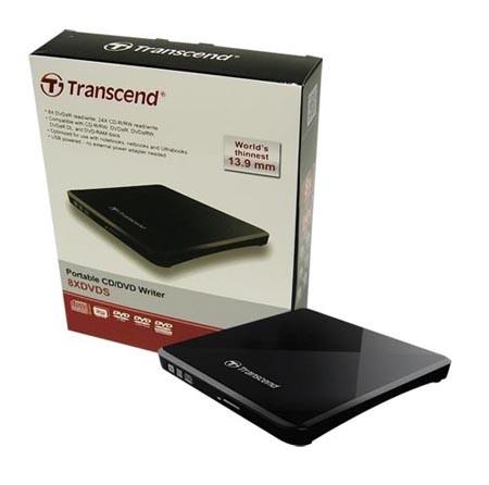 Išorinis DRW Transcend, USB, Juodas, Retail, Plonas - tik 13.9mm