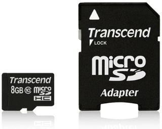 Atminties kortelė Transcend microSDHC 8GB CL10 + Adapteris