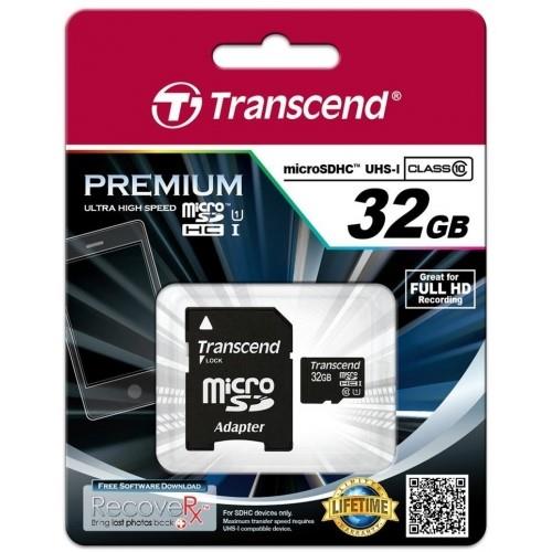Atminties kortelė Transcend microSDHC 32GB CL10 + Adapteris