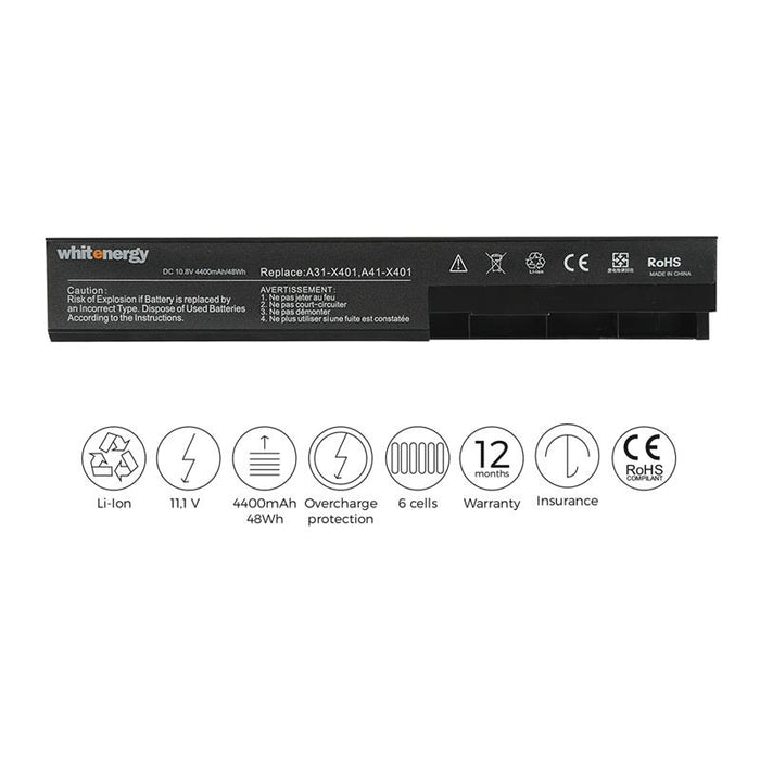 Nešiojamo kompiuterio baterija Whitenergy Asus X301 X401A 10.8V 2200mAh
