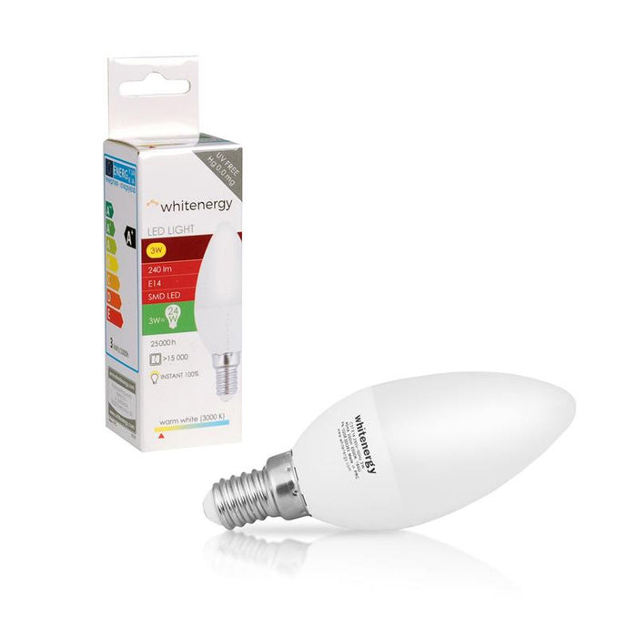 Whitenergy LED lemputė | 6xSMD2835| C37 | E14 | 3W | 230V | šilta balta | pienas