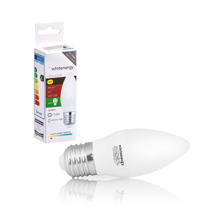 Whitenergy LED lemputė | 10xSMD2835| C37 | E27 | 5W | 230V| šilta balta | pienas