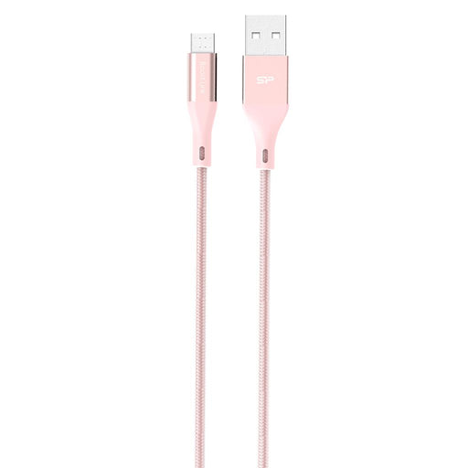 Kabelis Silicon Power microUSB - USB, Boost Link LK30AB Nylon, 1M, 2.4A, Rožinis