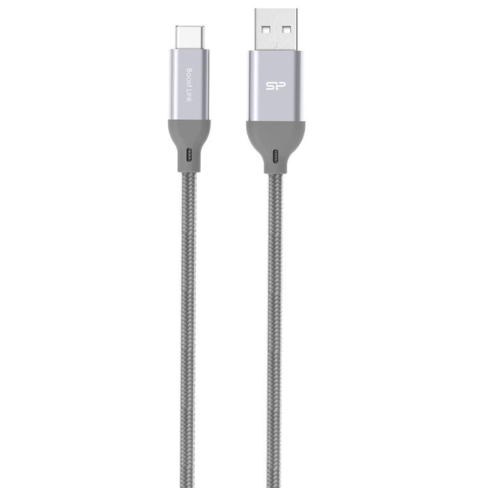Kabelis Silicon Power USB TypeC - USB, Boost Link LK30AC Nylon, 1M, 2.4A, Pilkas