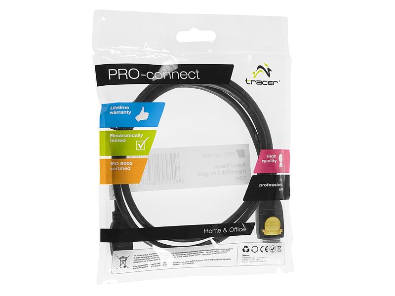 Kabelis Tracer miniHDMI 1.4v gold 1,0m