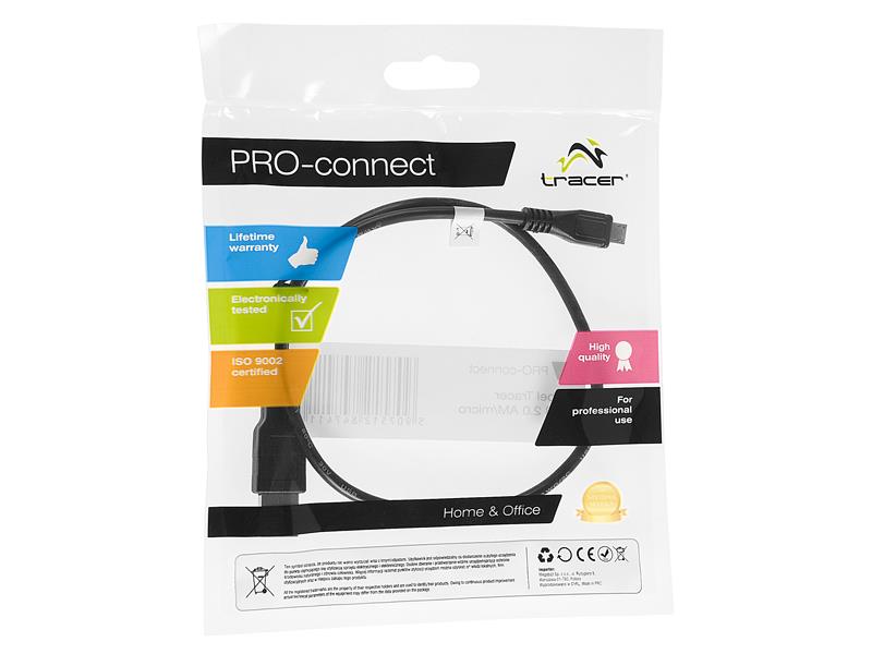 Kabelis Tracer USB 2.0 AM/micro 0,5m