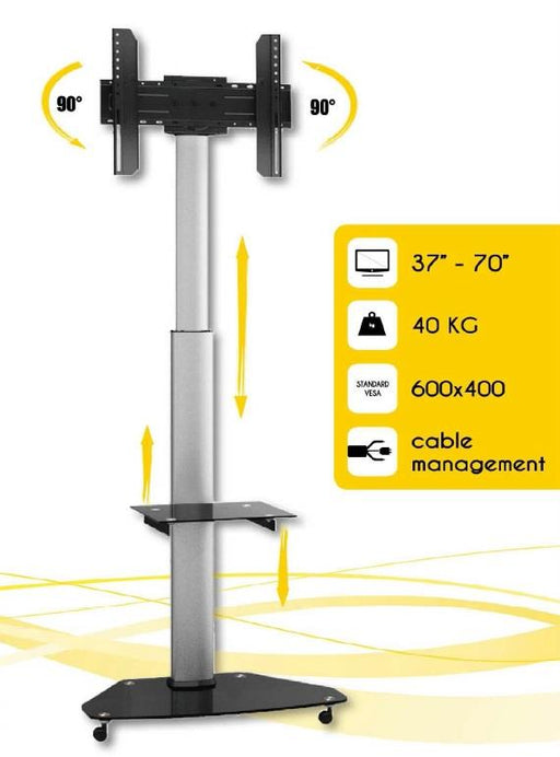 Mobilus stovas Techly skirtas TV LCD/LED/Plasma 37''-70'' VESA, pivot, regulioj.