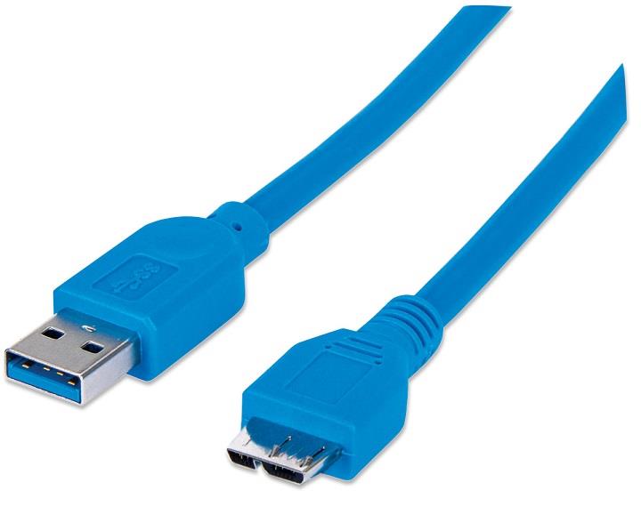 Techly kabelis SuperSpeed USB 3.0, A male -->micro-B male, 50 cm, mėlynas