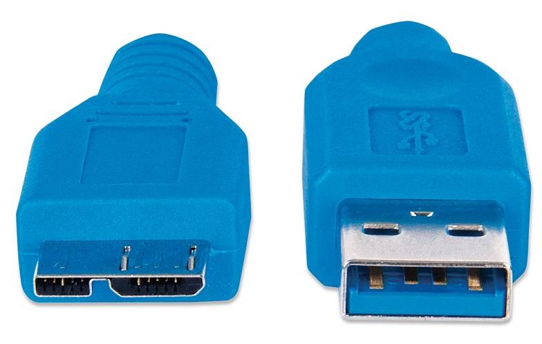 Techly kabelis SuperSpeed USB 3.0, A male -->micro-B male, 50 cm, mėlynas