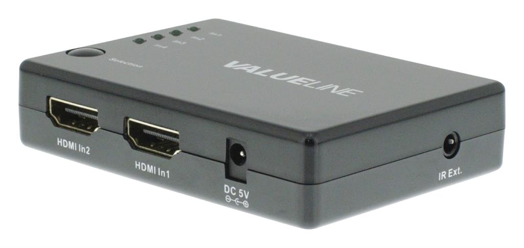 Rankinis 4 prievadų HDMI perjungiklis, 4 HDMI įvestys – 1 HDMI išvestis, juodas