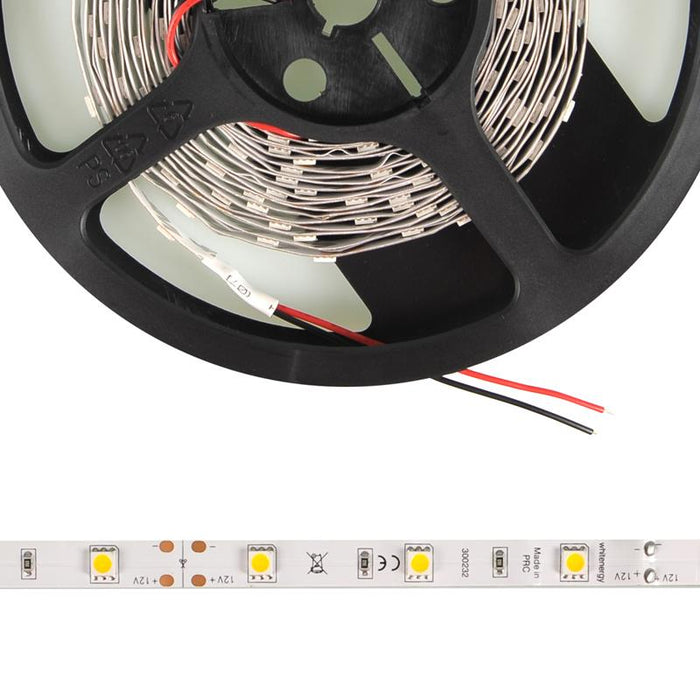 Whitenergy LED juosta 5m | 30vnt/m | 5050 | 7.2W/m | 12V DC | 3000K šilta balta