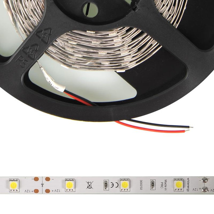 Whitenergy LED juosta 5m | 30vnt/m | 5050 | 7.2W/m | 12V DC | 6500K šalta balta