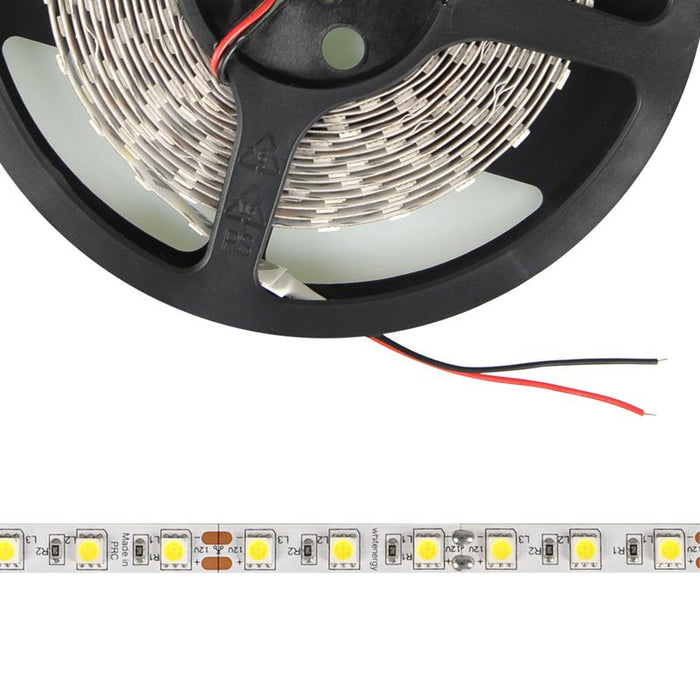 WE LED juosta 5m | 60vnt/m | 5050 | 14.4W/m | 6000K šalta balta | be jungties