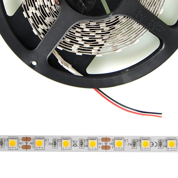 WE LED juosta 5m | 60vnt/m | 5050 | 14,4W/m | 3000K šilta balta | be jungties