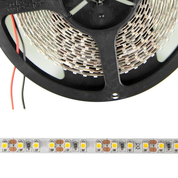 WE LED juosta 5m | 120vnt/m | 3528 | 9,6W/m | 3000K šilta balta | be jungties