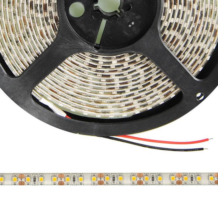 WE LED juosta 5m | 120vnt/m | 3528 | 9.6W/m | šilta balta | IP65 | be jungties