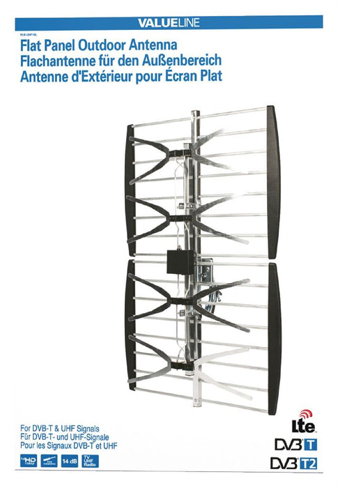 Valueline flat panel outdoor antenna DVB-T & UHF 14 dB