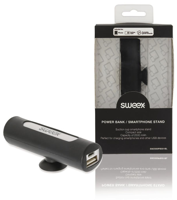 Išmaniojo telefono stovas-maitinimo blokas, 2500 mAh, juodas