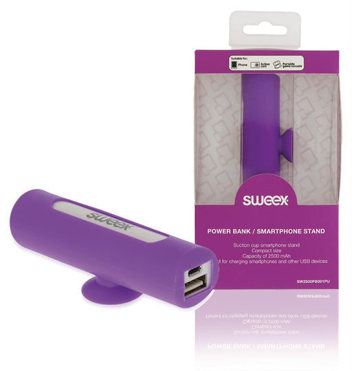 Išmaniojo telefono stovas-maitinimo blokas, 2500 mAh, purpurinis