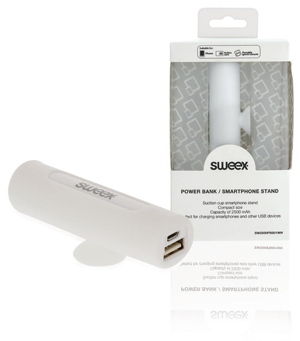 Išmaniojo telefono stovas-maitinimo blokas, 2500 mAh, baltas