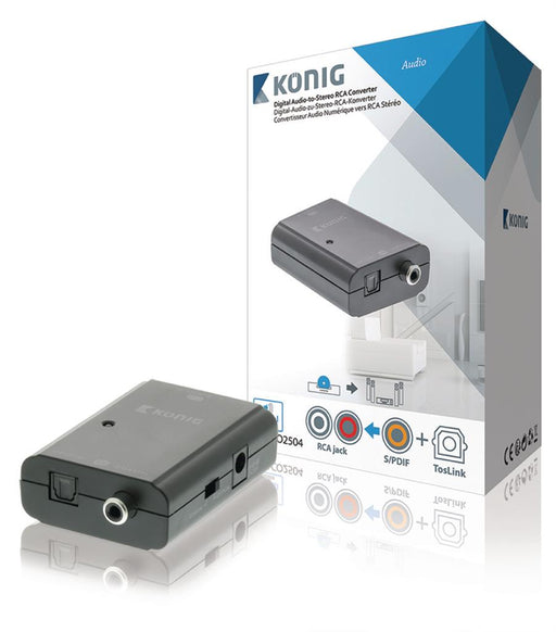 Skaitmeninio garso konvertavimo į stereofoninį RCA konverteris, „TosLink“ lizdin
