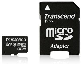 Atminties kortelė Transcend microSDHC 4GB CL10 + Adapteris