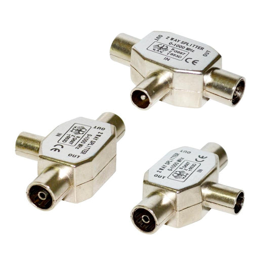 Vakoss Antenos kištukas RF M -> 2x RF F,  TC-A117S, baltas, lizdinė plokštelė