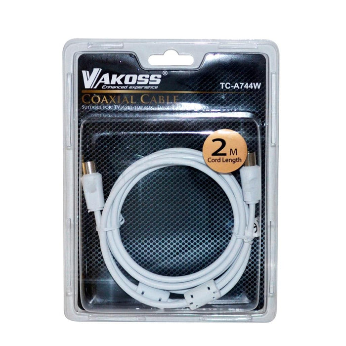 Vakoss Koaksialinis (antenos) Kabel M/F, feritas, 2m TC-A744W, lizdinė plokštelė