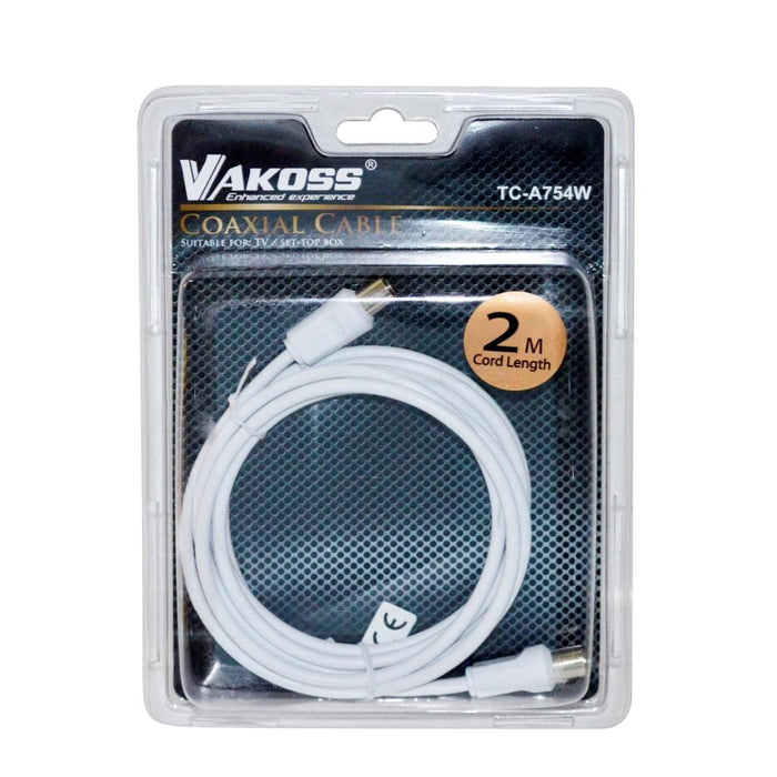 Vakoss Koaksialinis (antenos) Kabeli 2x M 2m TC-A754W, baltas, lizdinė plokštelė
