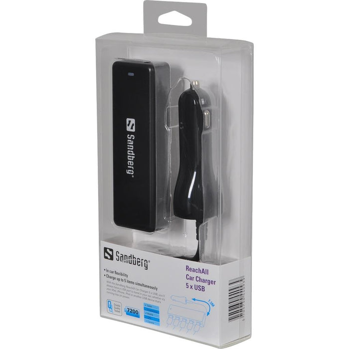 Automobilinis įkroviklis Sandberg ReachAll 5xUSB 7.2A, iki 3 iPad'u vienu metu