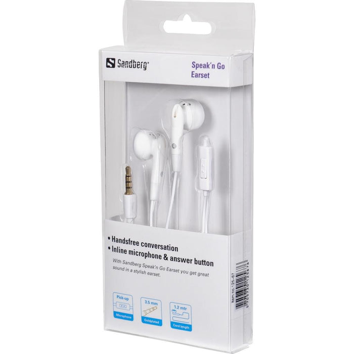Sandberg ausinės su mikrofonu Speak'n Go Earset White
