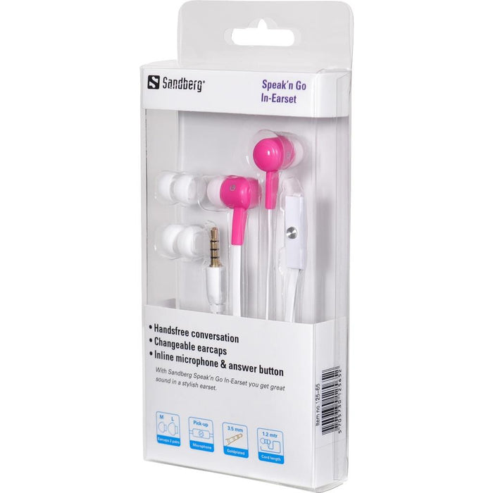 Sandberg ausinės su mikrofonu Speak'n Go In-Earset Pink