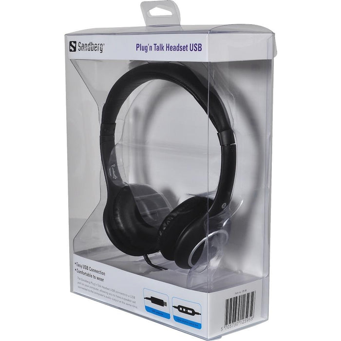 Sandberg ausinės su mikrofonu Plug'n Talk Headset Black