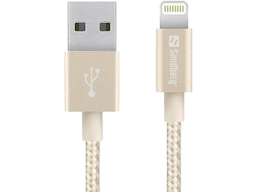 USB kabelis Sandberg Lightning 1m, auksinis
