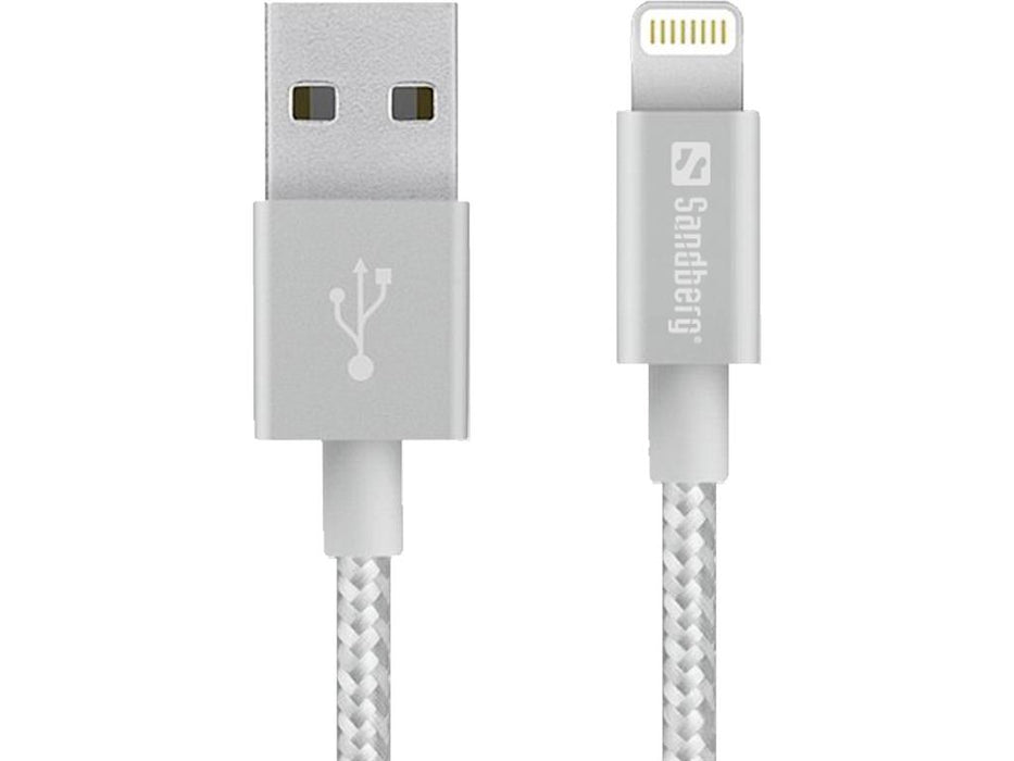 USB kabelis Sandberg Lightning 1m, sidabrinis