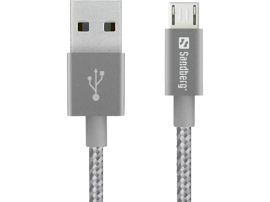 MicroUSB kabelis Sandberg 1m, pilkas