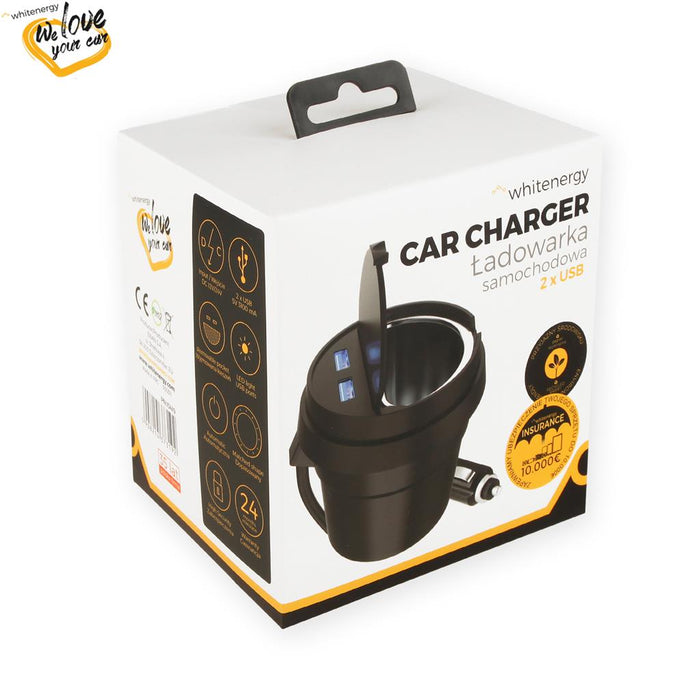 Whitenergy Universalus automobilinis įkroviklis 12-24V, išv. 2xUSB 5V/3.1A