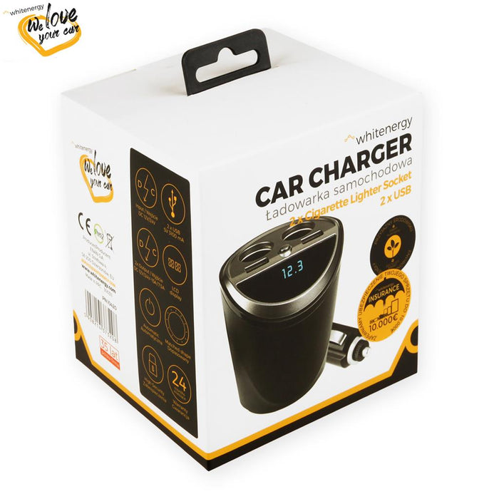 Whitenergy Universalus automobilinis įkroviklis 12-24V, išv. 2xUSB 2x CS 5V/3.1A