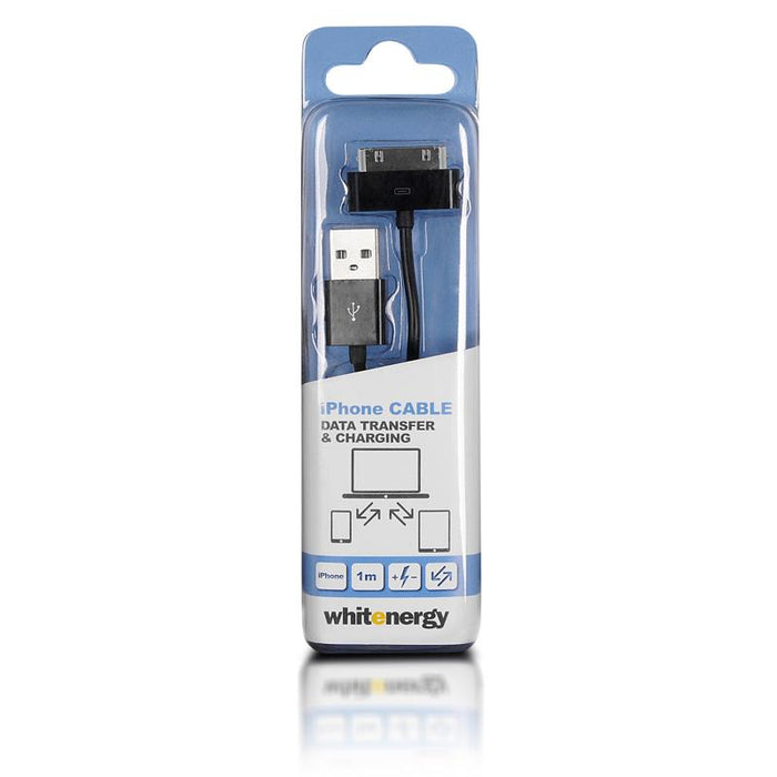 Whitenergy iPhone 4 Kabelis USB 2.0 perkėlimo/įkrovimo 100cm juodas