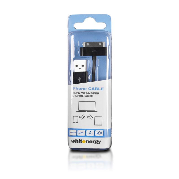 Whitenergy iPhone 4 Kabelis USB 2.0 perkėlimo/įkrovimo 200cm juodas
