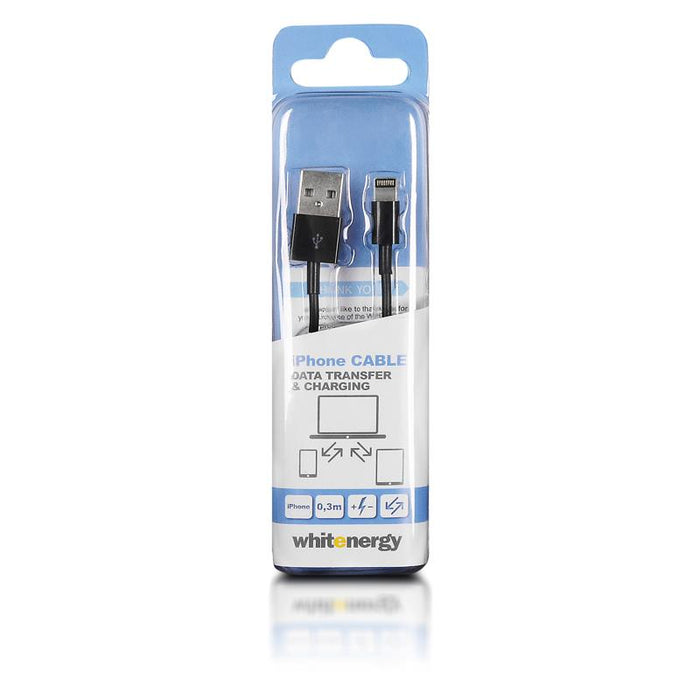 Whitenergy iPhone 5 Kabelis USB 2.0 perkėlimo/įkrovimo 30cm juodas