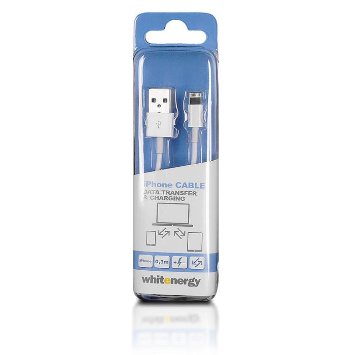 Whitenergy iPhone 5 Kabelis USB 2.0 perkėlimo/įkrovimo 30cm baltas