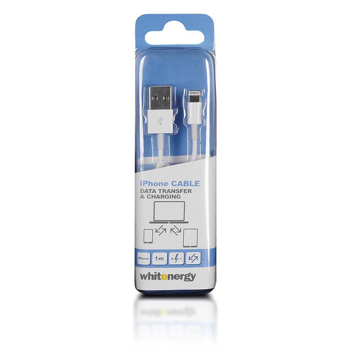 Whitenergy iPhone 5 Kabelis USB 2.0 perkėlimo/įkrovimo 100cm baltas