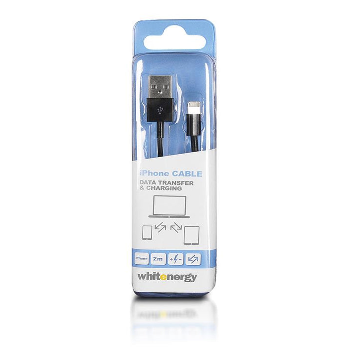 Whitenergy iPhone 5 Kabelis USB 2.0 perkėlimo/įkrovimo 200cm juodas