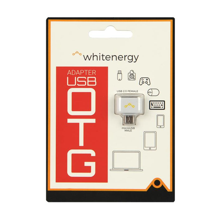 Whitenergy Adapteris OTG Micro USB 2.0 [M]|USB 2.0 [F], baltas
