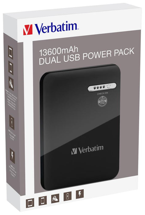 Verbatim Portable Dual USB Power Pack 13600mAh