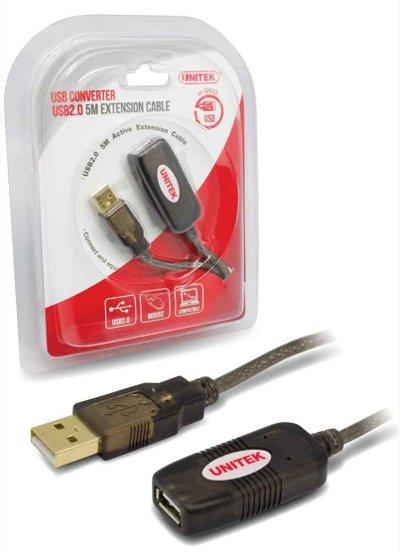 Unitek Kabelis aktyvus pratęsimo USB 2.0., 5m, Y-250